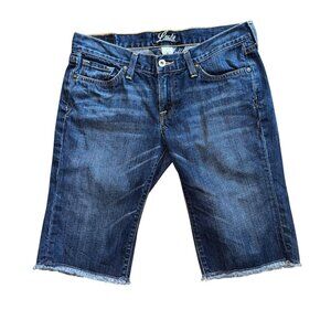 Lucky Brand Jeans ZOE Bermuda 6 28 Blue Denim Summer Crop Frayed Hems Casual